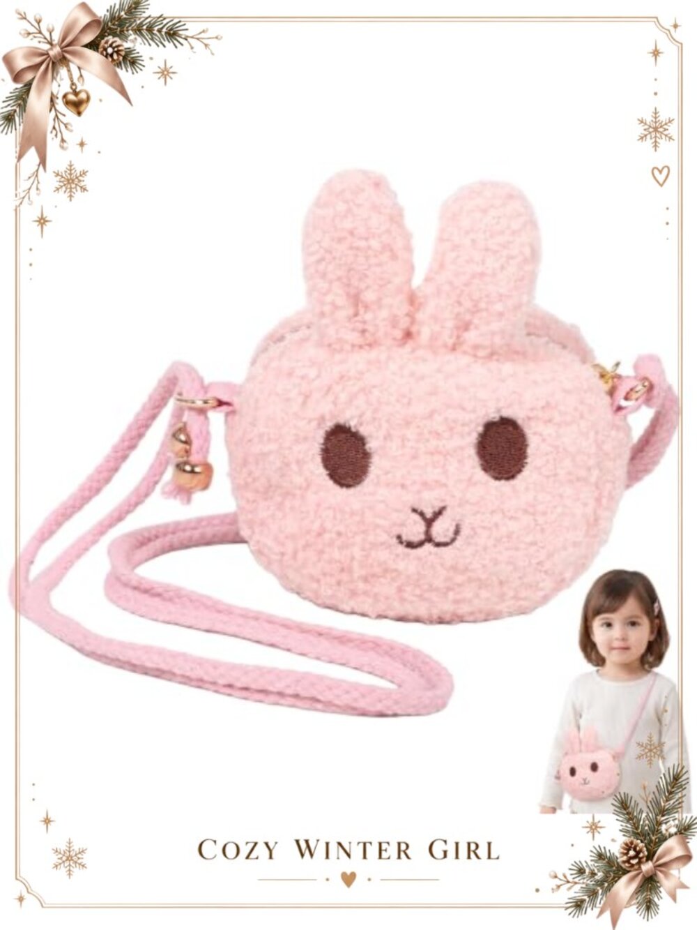 Plush Rabbit Crossbody Bag Cute Bunny Purse Adjustable Strap